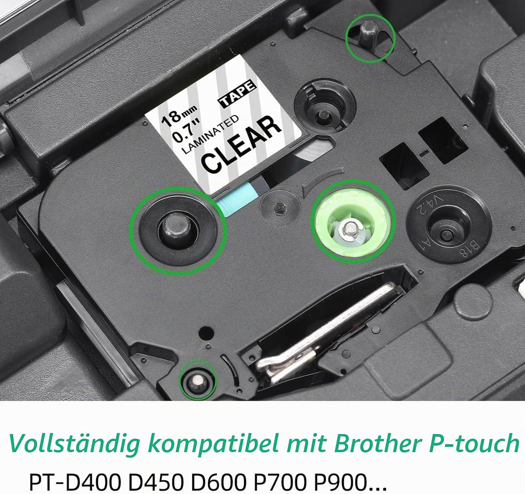 3x MarkField Kompatibel Schriftband Ersatz für Brother P-Touch TZ TZe-141 Clear Bänder 18mm 0.7 Lami