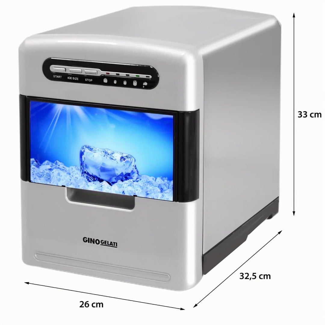 Syntrox Germany Eiswürfelmaschine Korai (Edelstahl + Display + Kontrollleuchten), Eiswürfelgrössen a