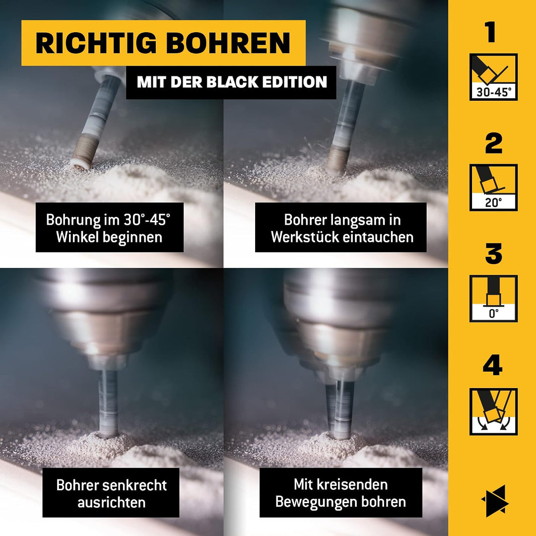 Fliesenbohrer Set Ø 5, 6, 8, 10, 12 mm (5 tlg.) /Sechskant Aufnahme - Amboss Black Edition Diamantbo