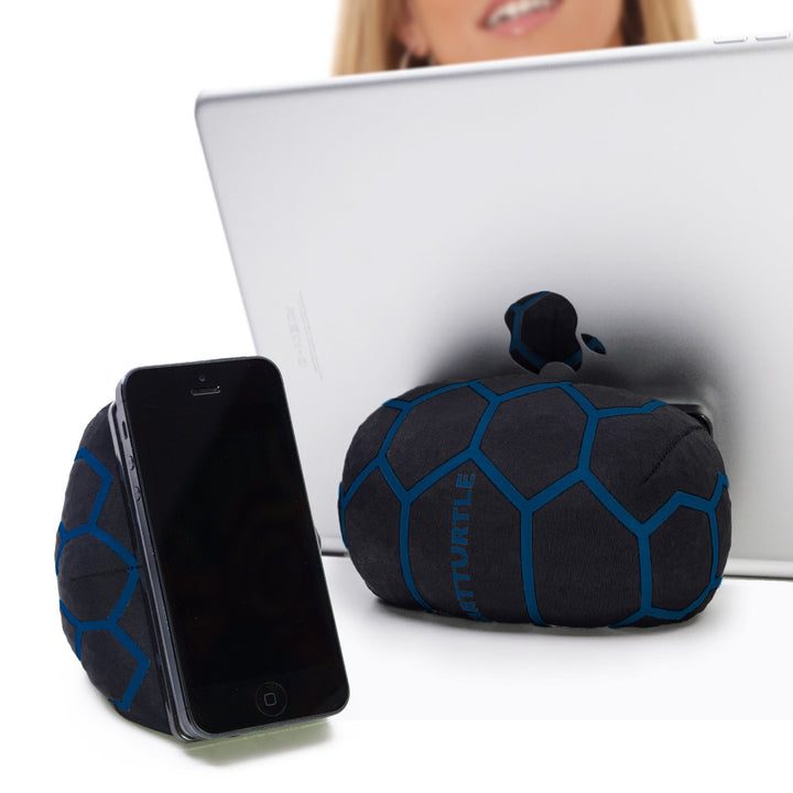 SmartTurtle® Handy/Tablet Kissen Made in Austria, Blau iPhone iPad Halterung, für Bett, Sofa, Tisch,