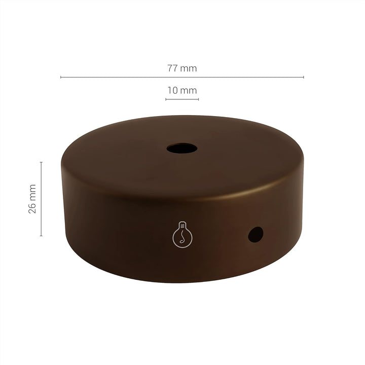 AMARCORDS - 3 Baldachin rosetten aus Metall, Farbe CORTEN, Lampengehäuse komplett mit Kabelklemmenzu