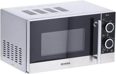 SEVERIN 2-in-1 Mikrowelle mit Grill 700 W, Grillofen mit 9 Automatikprogrammen, silber-schwarz/Edels