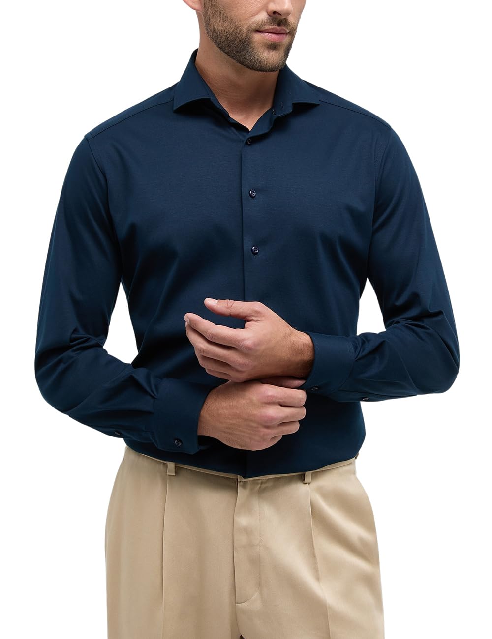 ETERNA Male Jersey Shirt unifarben MODERN FIT 40 Dunkelblau, 40 Dunkelblau