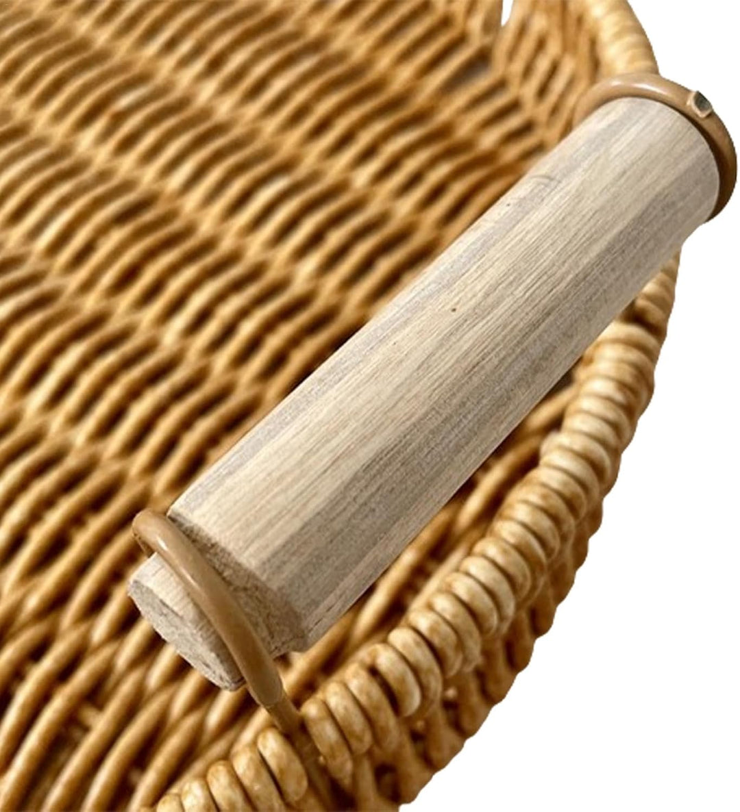 Dekoratives gewebtes Tablett, rundes Rattan-Tablett, Servierkörbe, Serviertablett, handgewebt, Badez