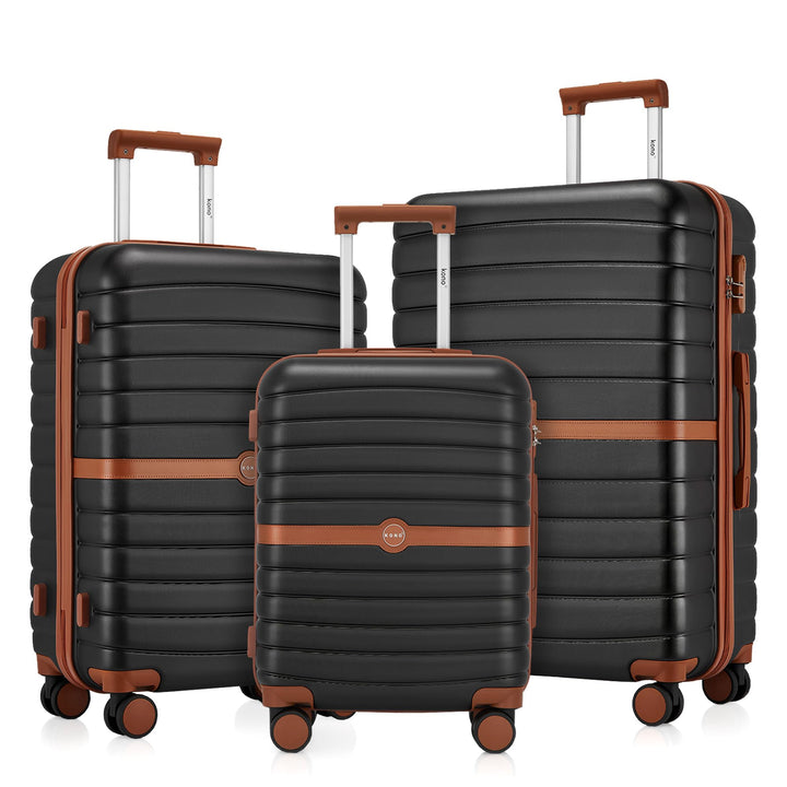 KONO Koffer Reisekoffer Trolley Kofferset 3 Teilig von ABS+PC Hartschalenkoffer mit Zwillingsrollen