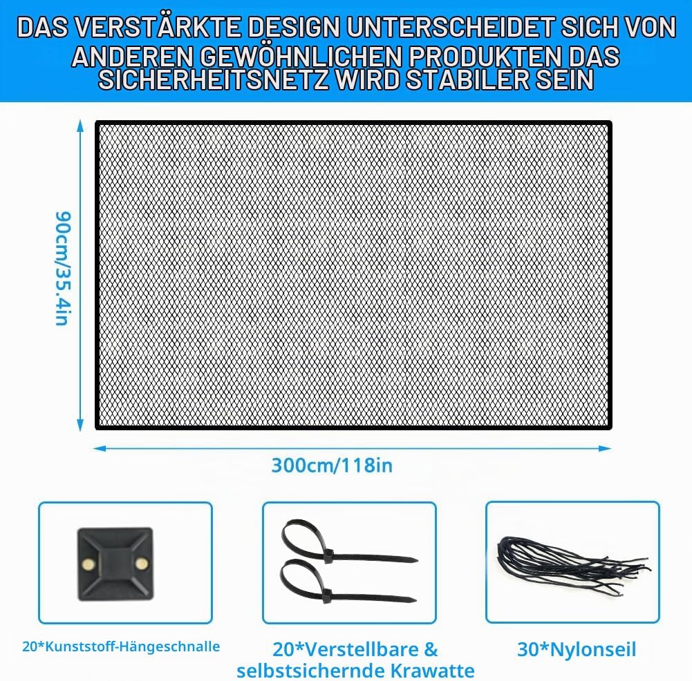 300x90cm Kinder Treppen Sicherheitsnetz, Baby Balkon Geländer Treppenhaus Sicherheitsnetz, Verdicken