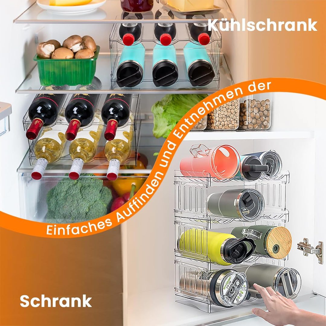 Stapelbar Flaschenregal, Flaschenhalter für Küche Schrank Flaschen Organizer, Kühlschrank Getränke O
