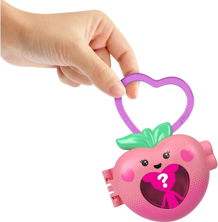 Mattel Polly Pocket Fruit Friend Reveal Surprise Erdbeere Mini-Spielzeug-Spielset für Kinder