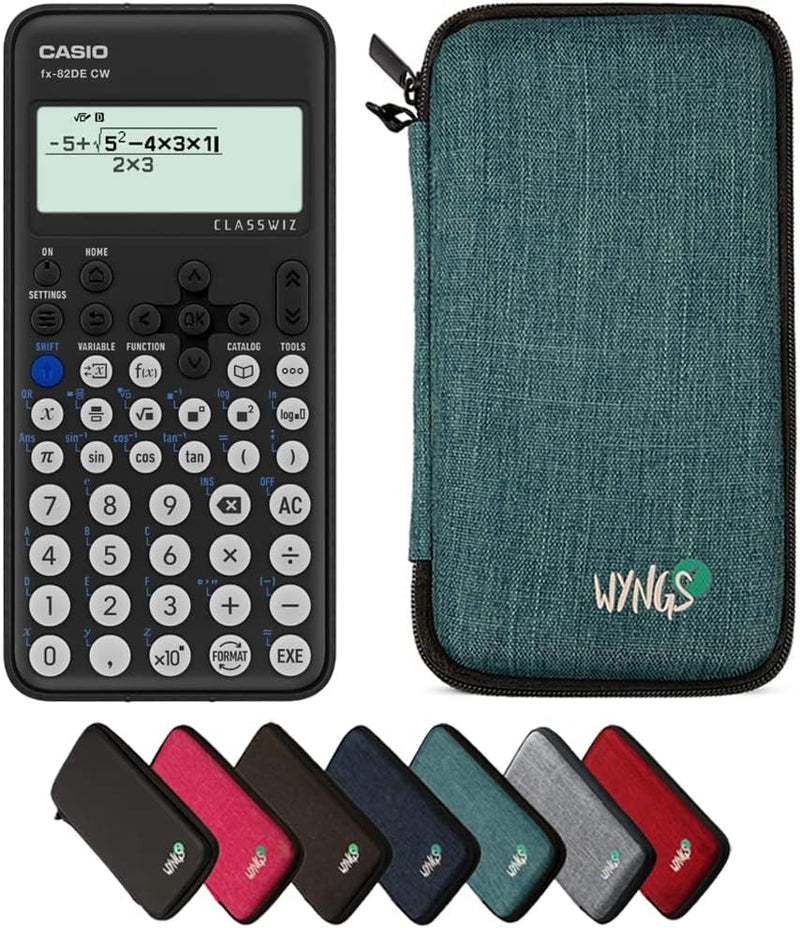 CALCUSO Sparpaket: Casio FX-82DE CW ClassWiz technisch-wissenschaftlicher Schulrechner + WYNGS Schut