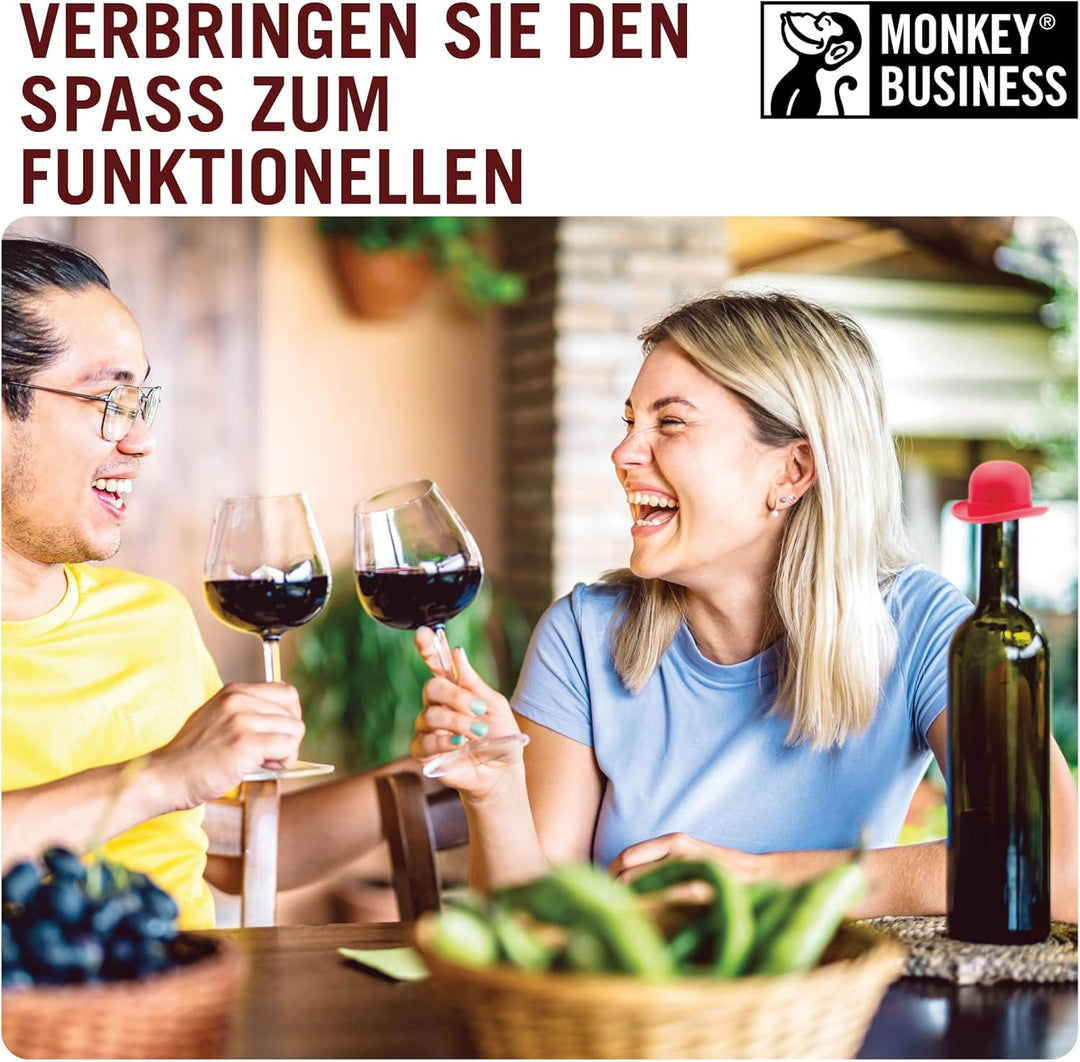 Monkey Business Silikon-Weinstopfen | verschliesst Flaschen und hält Wein frisch/süsses Weinzubehör/