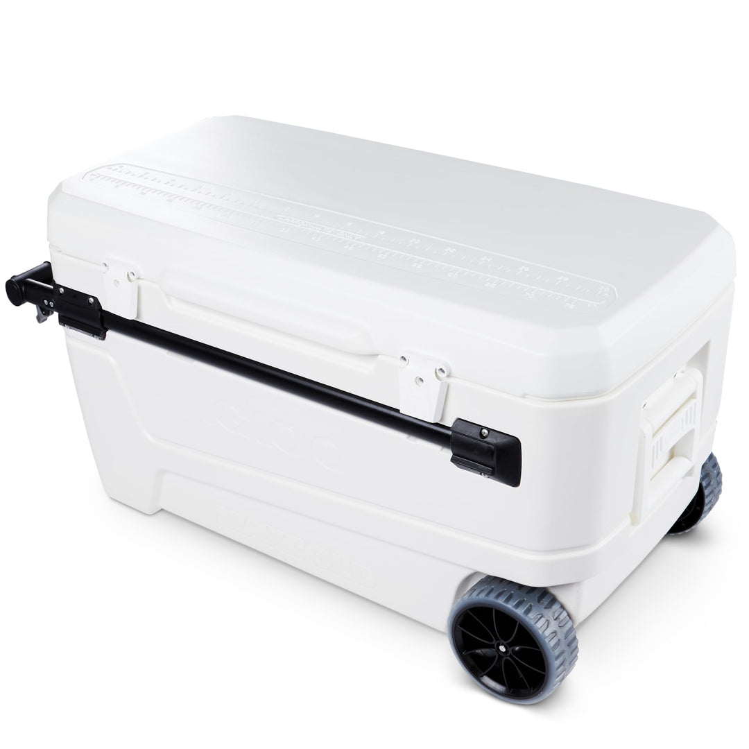 Igloo Kühlbox Glide 110 mit Teleskopgriff und grossen Rädern, 104 Liter für Boot, Angeln, Camping un