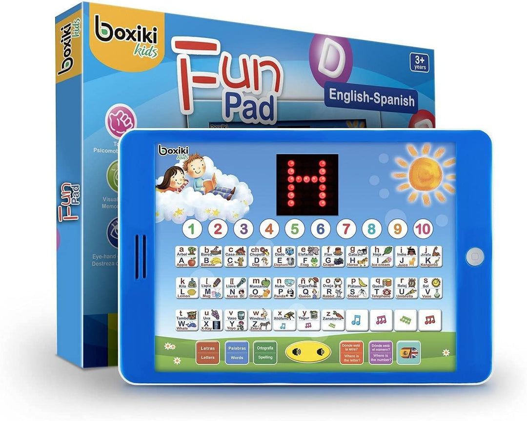 Spanisch-Englisch Lernen zweisprachiges Tablet-Lernspielzeug mit LED-Bildschirmanzeige. Lernen Sie S