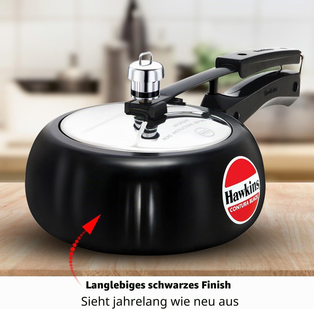 Hawkins CB20 Schnellkochtopf harteloxiert, 2 Liter, Contura Schwarz 2-Liter, 2-Liter