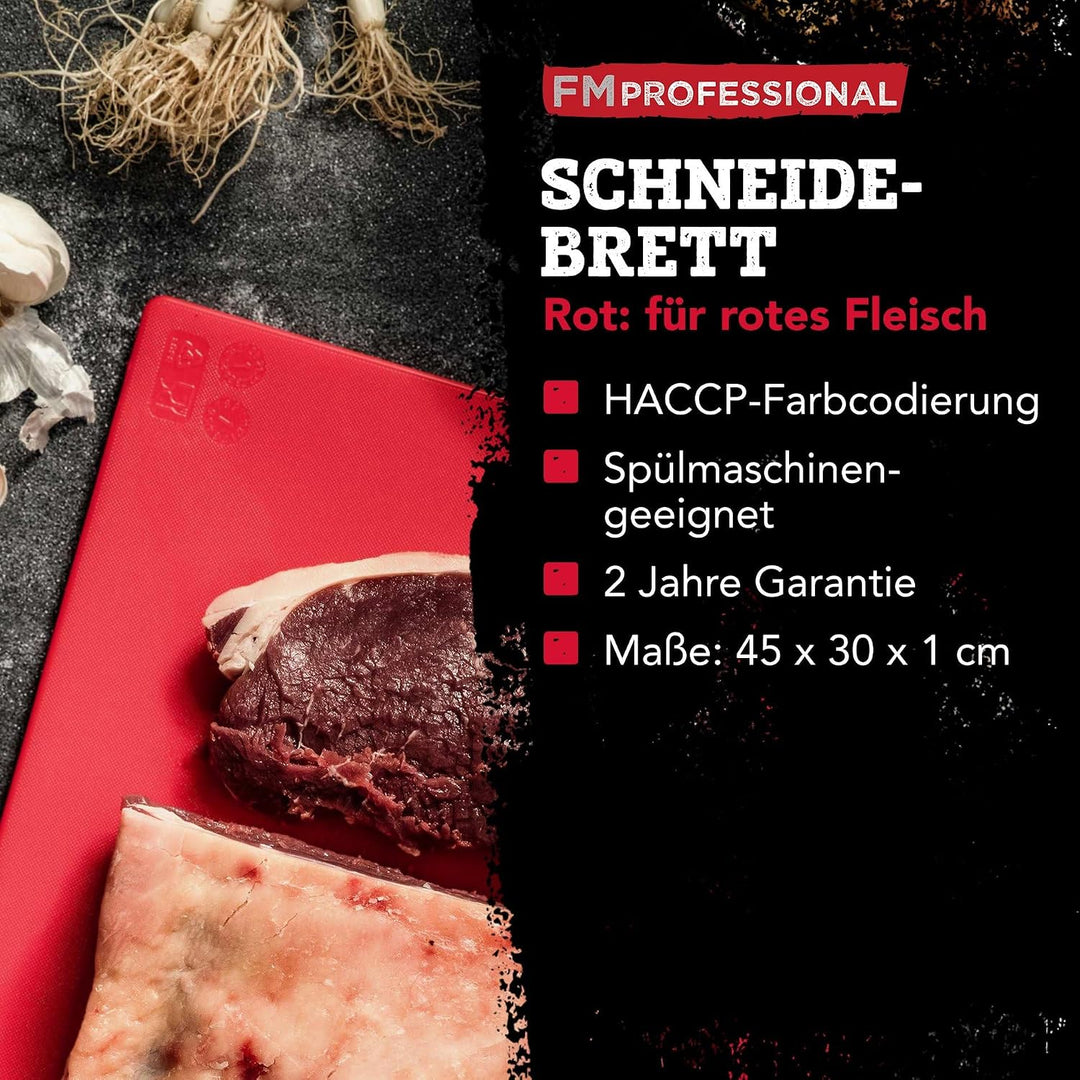 Schneidebrett aus Kunststoff Extra Gross – Farbe Rot: Für rotes Fleisch – Farbcodierung nach HACCP –