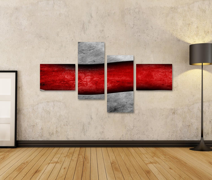 islandburner Bild auf Leinwand Grunge Metall Vorlage Auf Rotem Hintergrund Bilder Wandbilder Poster