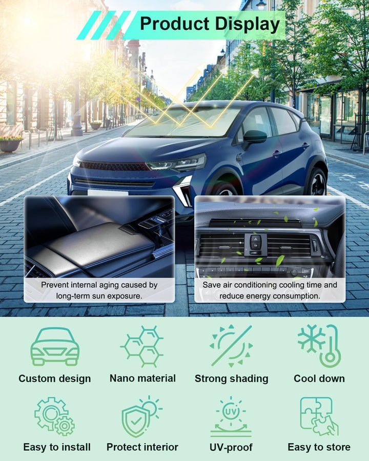 GAFAT Kompatibel mit Renault Captur 2013-2023 Sonnenschutz Frontscheibe Innen, Captur 2 Captur 1 Win