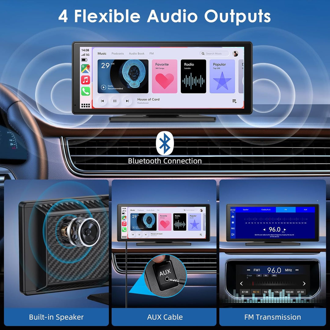 9,26 Zoll Apple Carplay Display & Android Auto Display mit Drehbare 4K Dashcam/Rückfahrkamera 1080P