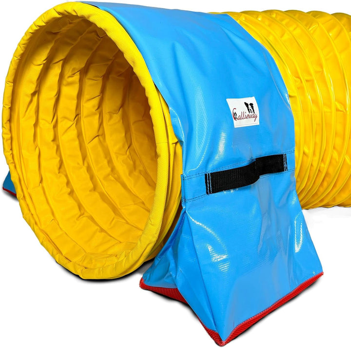 Callieway® Dog Agility Tunnel Turnier 3m lang / 60cmØ, 360° FullGrip (5m, gelb) 5m gelb, 5m gelb