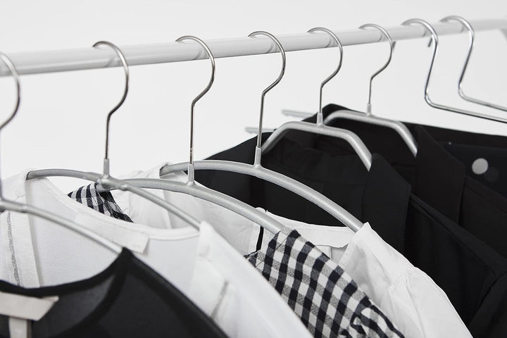 MAWA Kleiderbügel, 10 Stück, platzsparende Universalbügel mit Klammernsteg für T-Shirts, Hosen, Röck