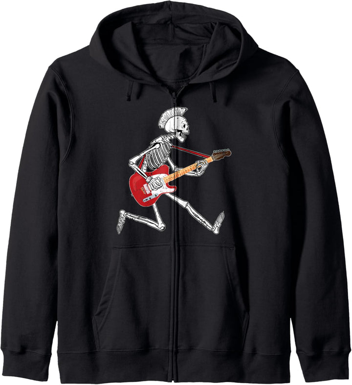 Death Metal Skelett Gitarrist Punk-Rock-Musiker Bassist Kapuzenjacke