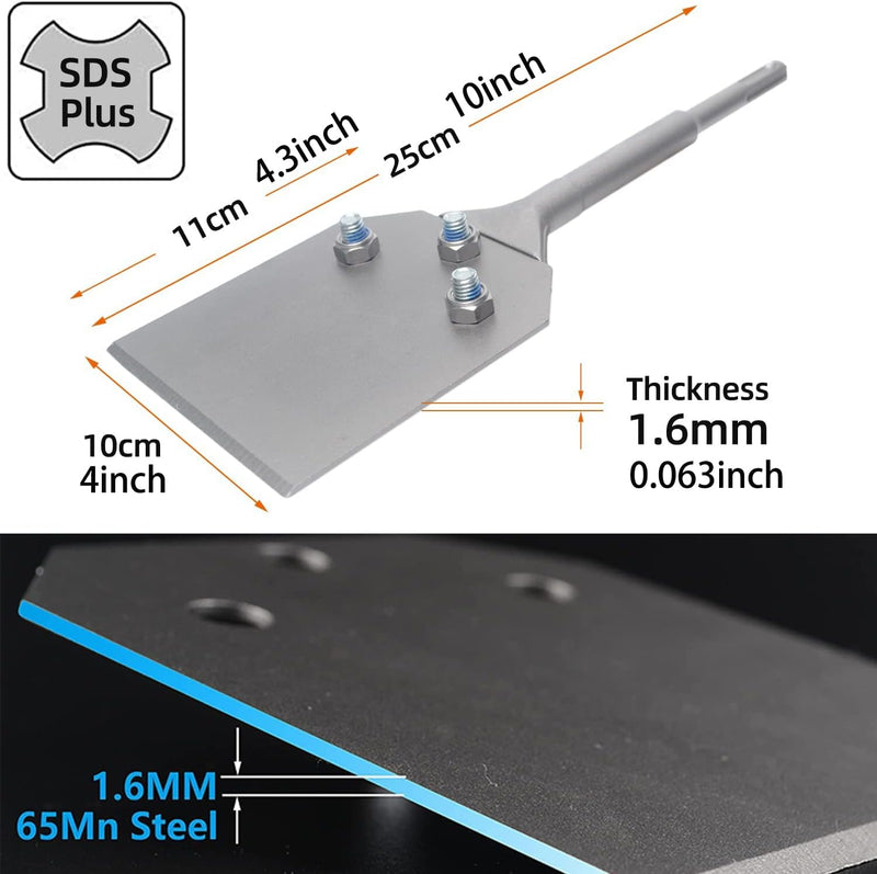 RANSENERS Spachtelmeissel SDS-Plus 250x100 mm, Bodenschaber für Abziehen von Fussbodenkleber, Teppic