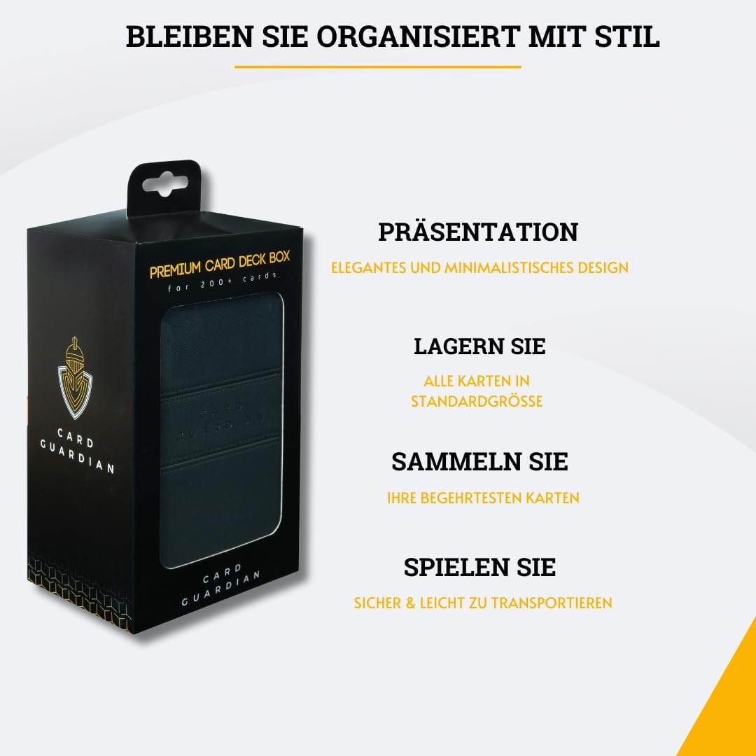 Card Guardian - Premium Deck Sammelkarten Box für 200 Karten Sammelkartenspiele TCG (Schwarz), Schwa