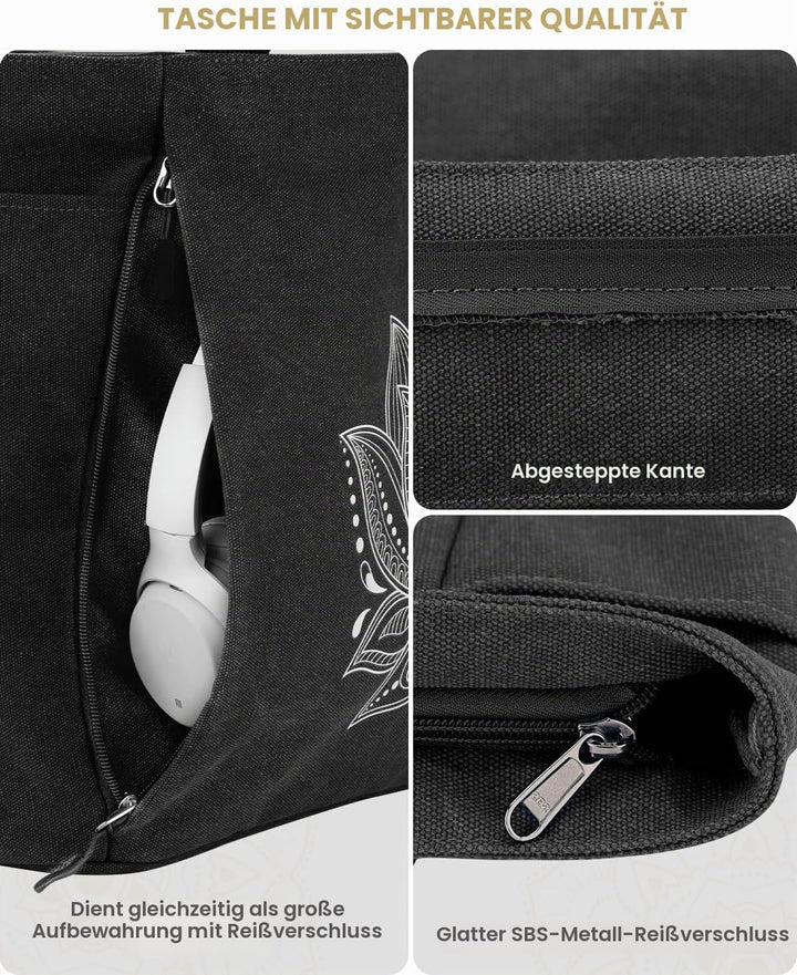 Gonex Yogatasche, Grosse Pilates Tragetasche mit Mehreren Taschen für Damen Herren, Robuste Canvas T