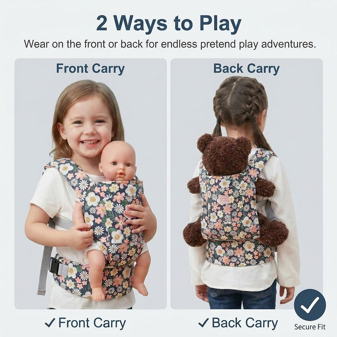 Bebamour Puppentrage für Mädchen, 3 in 1 weiches Tragetuch für Kinder, 100% Baumwolle Puppenzubehör(
