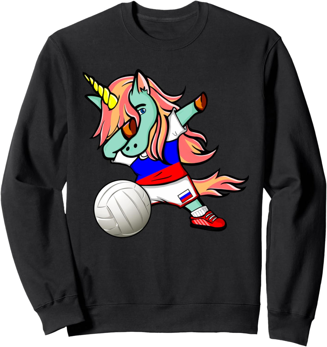 Dabbing Einhorn Russland Volleyball - Russische Flagge Sport Sweatshirt