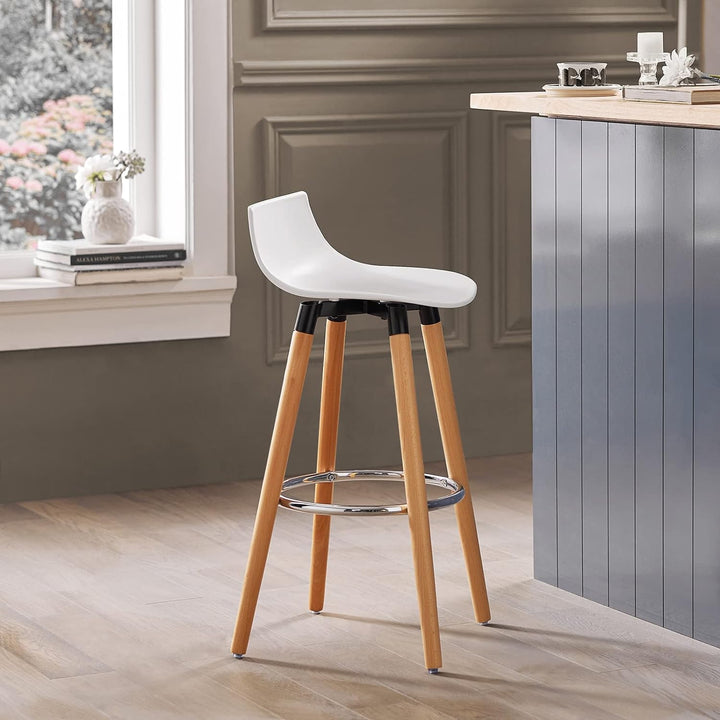 SoBuy FST86-W Barhocker mit Fussstütze Barstuhl Tresenhocker Barstuhl mit Rücklehne weiss Beine aus