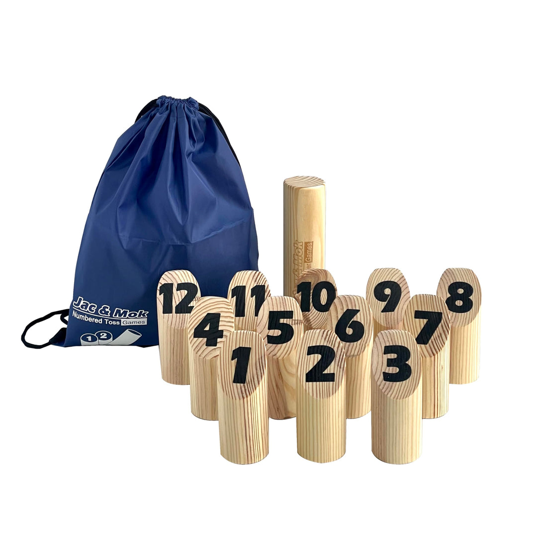 Number Kubb Toss Game Stick Wurfspiel aus Hartholz (mit Tragetasche, Hinterhof) Backyard Wood, Backy