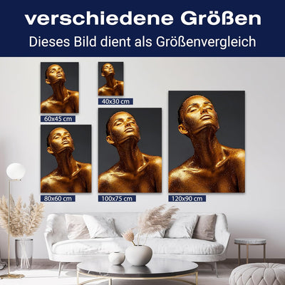 wandmotiv24 Leinwand-Bild Gold Collection, Grösse 40x30cm, Hochformat, Frau mit goldenem Glitter, To