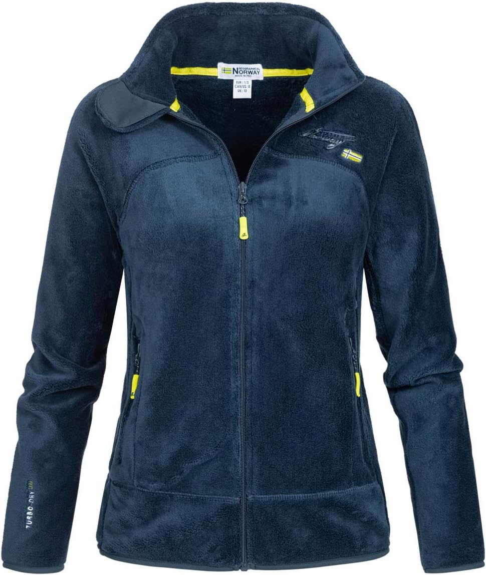Geographical Norway Damen warme Übergangs Outdoor Fleecejacke mit Stehkragen bans production M Navy,