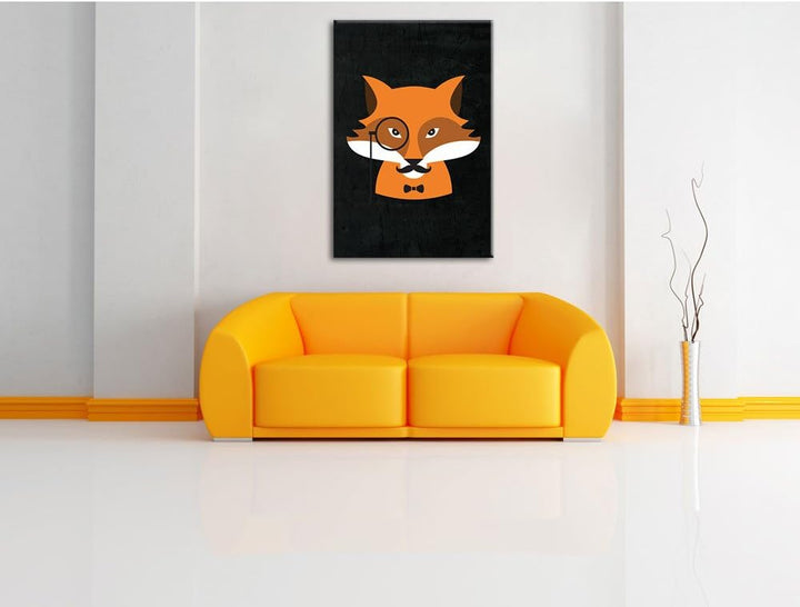 Pixxprint Hipster Fuchs als Leinwandbild/Grösse: 100x70 / Wandbild/Kunstdruck/fertig bespannt 70x100