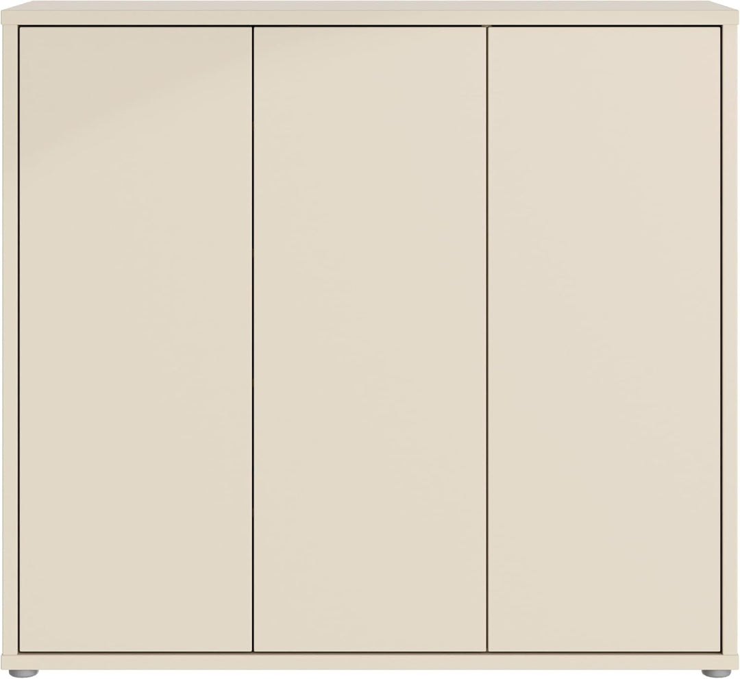 Forte Alice Springs Schuhschrank 100 110, Flurschrank mit 3 Türen und 8 Einlegeböden, Holzwerkstoff,
