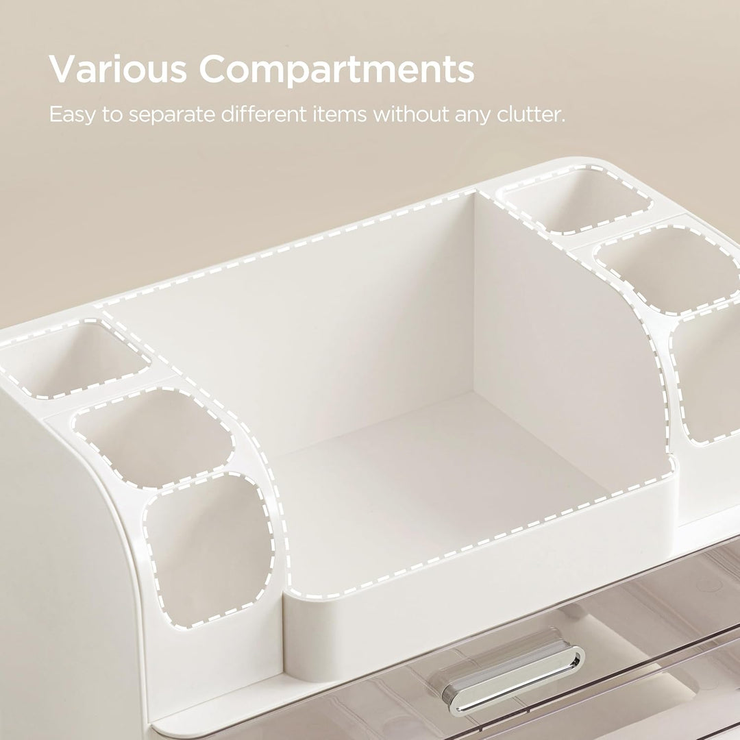 hblife Makeup Kosmetik Organizer mit Schubladen, Pinsel Organizer, 3-in-1 Plastic Kosmetik Aufbewahr