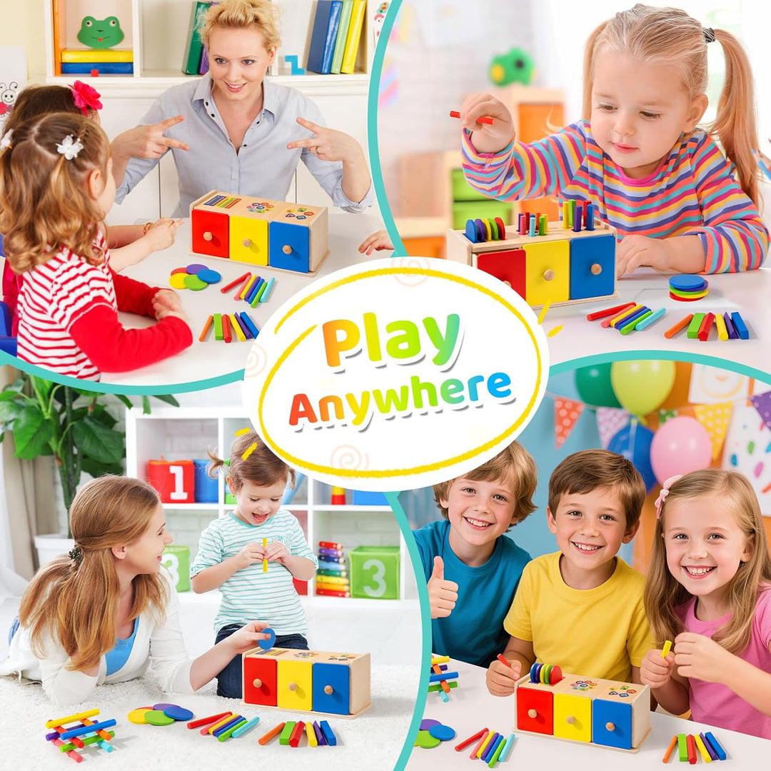 Montessori Spielzeug ab 1 Jahr, 3-in-1 Kinderspielzeug Holzspielzeug Farbe Form Sortierspiel ab 1 2