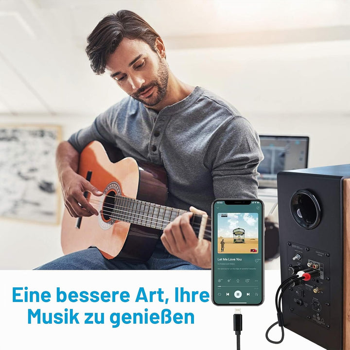 WORLDBOYU Lightning-auf-Cinch-Kabel, Audio-Aux-Adapter, Stereo-Y-Splitter-Adapter für ausgewählte iP
