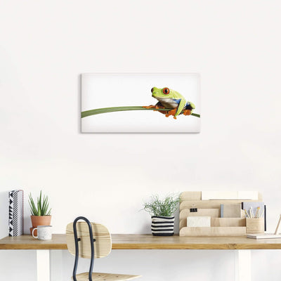 ARTland Leinwandbilder Wandbild Bild auf Leinwand 60x30 cm Frosch Tiere Natur Pflanze Blätter Gräser