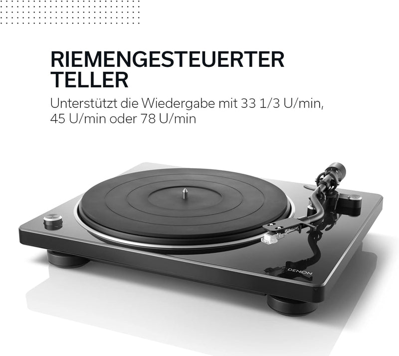 Denon DP400BKEM Plattenspieler (Riemenantrieb, Tonarmlift, eingebauter Vorverstärker, S-Tonarm) Weis