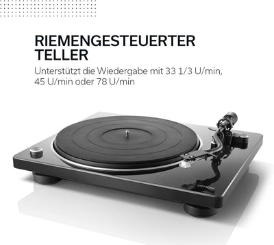 Denon DP400BKEM Plattenspieler (Riemenantrieb, Tonarmlift, eingebauter Vorverstärker, S-Tonarm) Schw