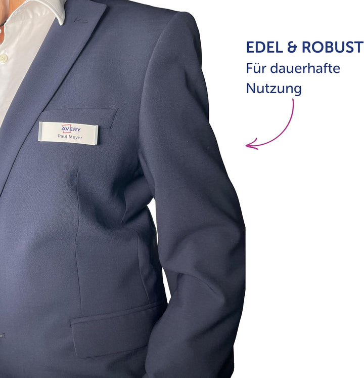 Badgepoint Namensschild Komplettset (20 Schilder inkl. Druckbogen und Vorlagen für PC, 70 x 30mm, an