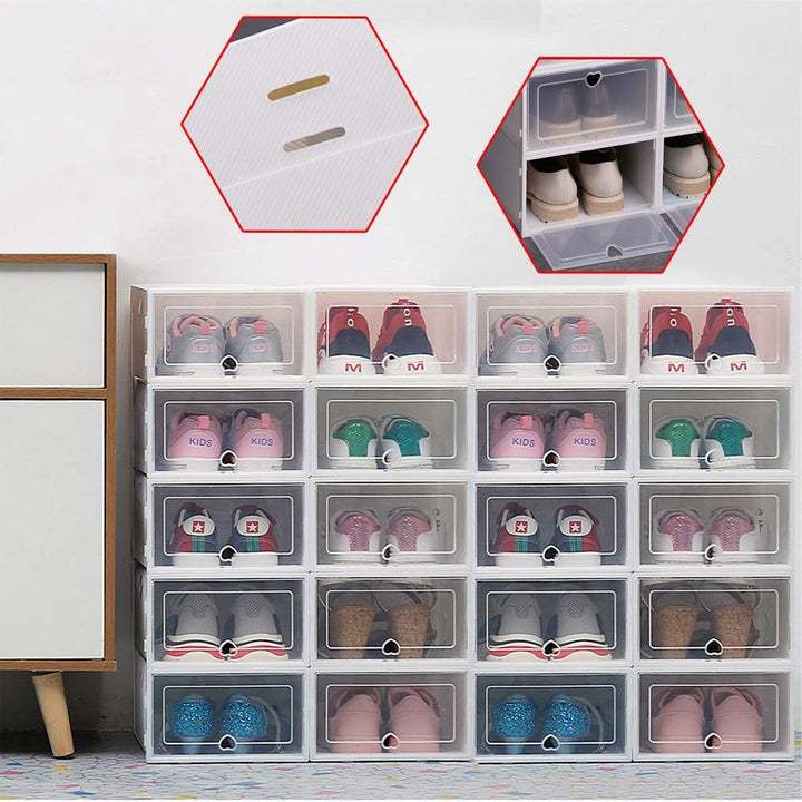 Lightakai 20 Stück Schuhboxen, faltbare Kunststoff-Schuh-Aufbewahrungsbox, transparenter Schuh-Organ