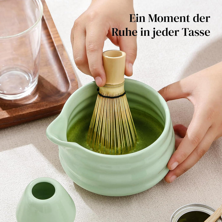 DOWAN Matcha Set, 7 Stück Matcha Tee Set, Matcha Zubehör Grün, Matcha Besen Set Keramik, Matcha Scha