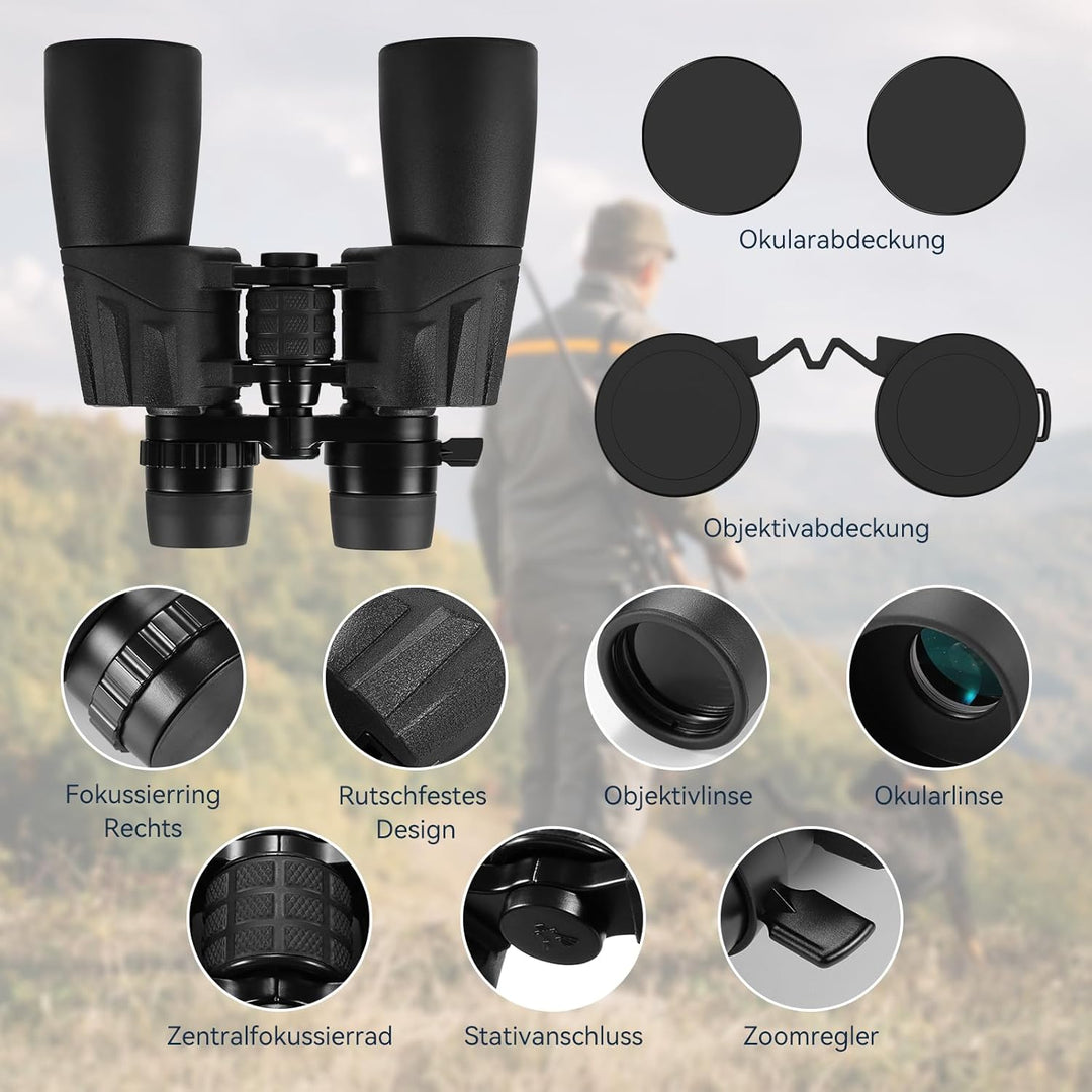 MLight 10-30x50 Zoom-Fernglas für Erwachsene, hochauflösendes Fernglas mit BAK4-Prisma, FMC-Vergütun