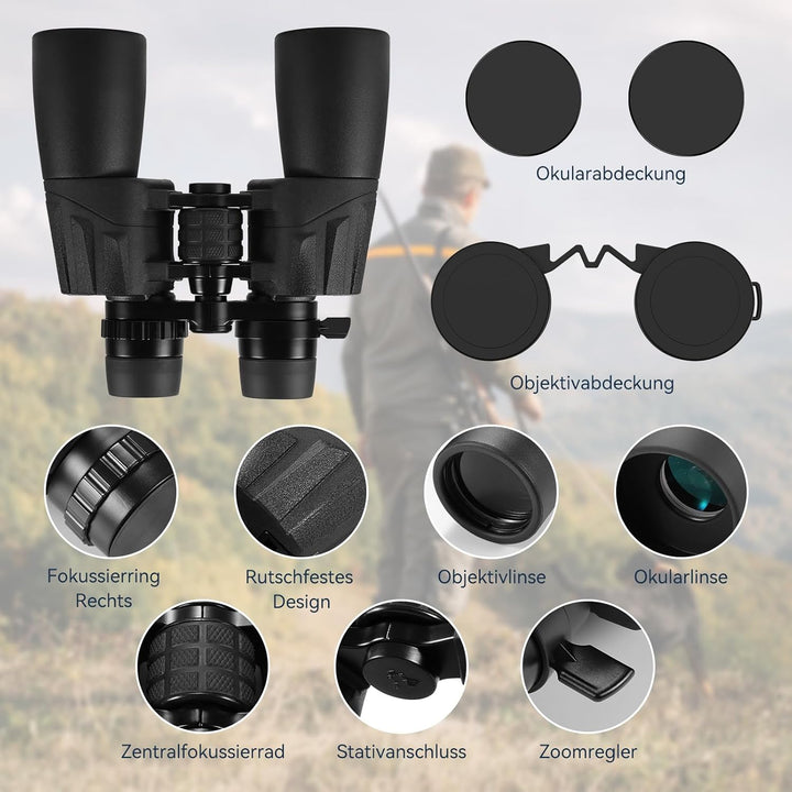 MLight 10-30x50 Zoom-Fernglas für Erwachsene, hochauflösendes Fernglas mit BAK4-Prisma, FMC-Vergütun