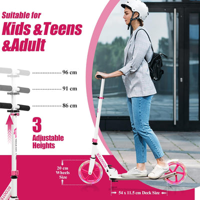 KOMFOTTEU Scooter Tretroller Klappbar, Cityroller Kickscooter mit 2 LED Rädern & Tragegurt, ‎Roller