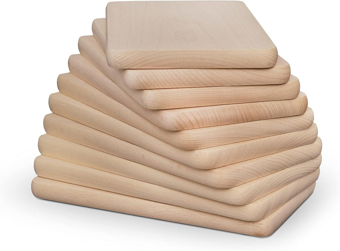 Frühstücksbrettchen Holz - Natur Buche unbehandelt - 10 x Holzbrettchen - Küchenbrett Brot Küchenute