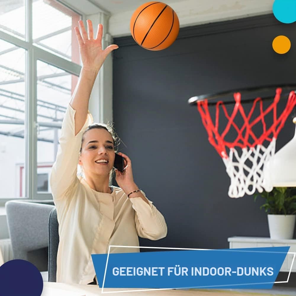 Dilabnda 16CM bunter Kinder Mini Spielzeug Basketball, Gummi Basketbälle für Teenager mit Pumpe, tol