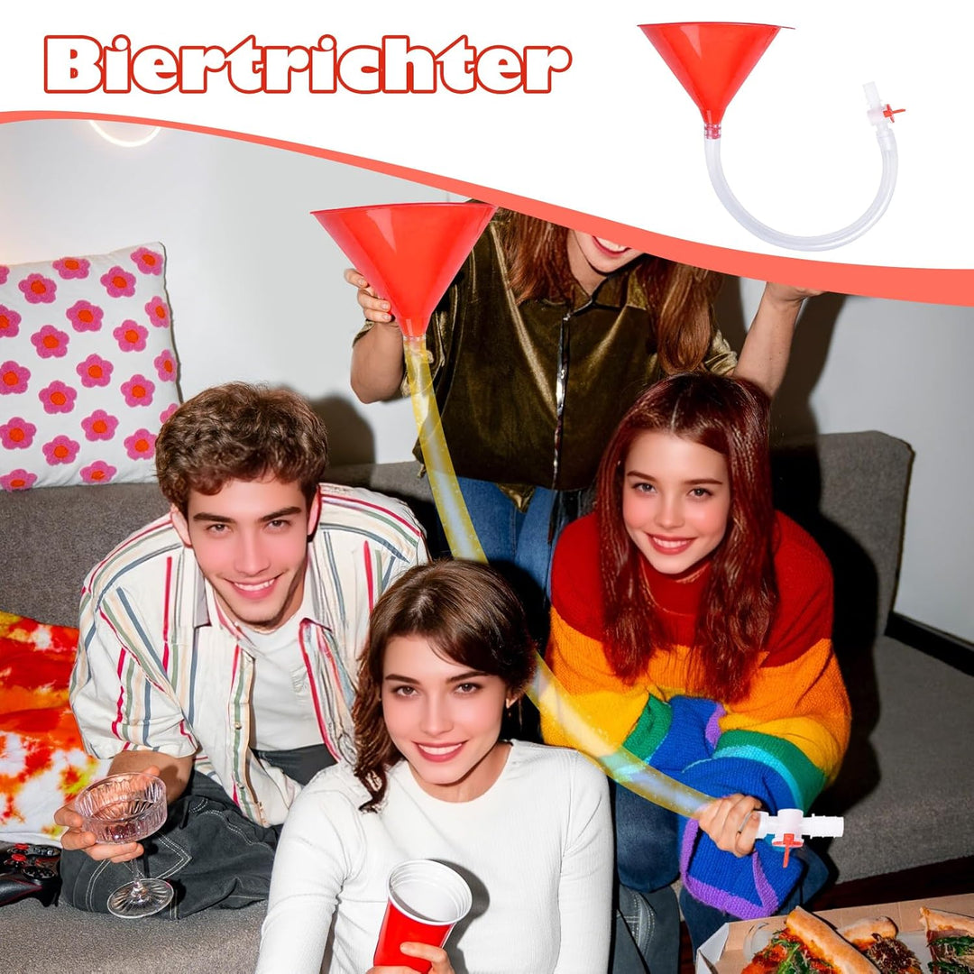 Milageto Party Biertrichter mit Ventil, Trinktrichter mit Schlauch &amp; Hahn für Partyspiel, Biercrash